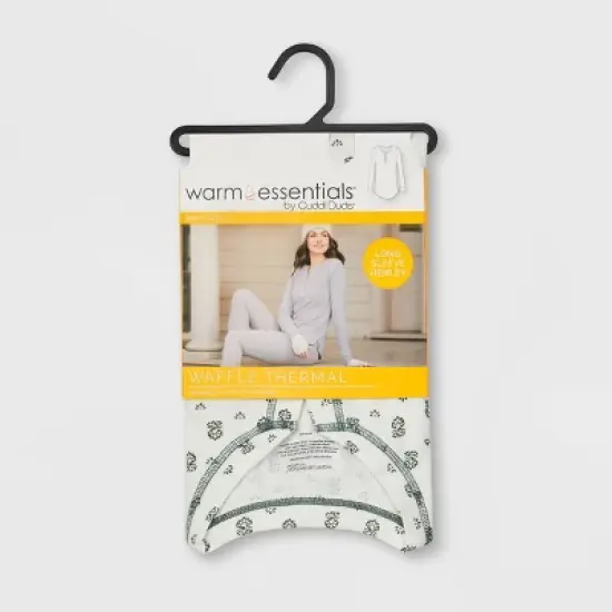  Warm Essentials by Cuddl Duds Women's Waffle Long Sleeve Henley Pajama Top image {1}