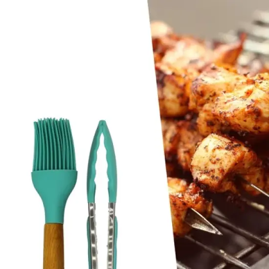 Cheer Collection 12 Piece Non-Stick Silicone Spatula Set with Wooden Handles image {4}