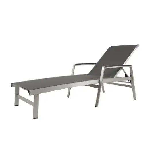 Christopher Knight Home Plantn Outdoor Modern Gray Mesh and Aluminum Adjutstable Chaise Lounge, Black/Natural image {10}