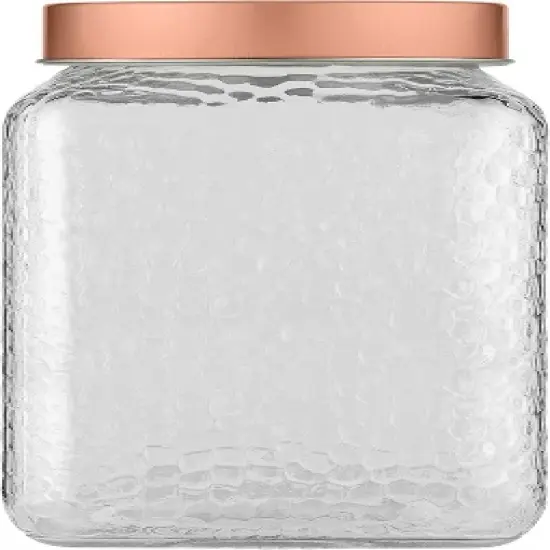 Amici Home Sierra Glass Canister Set of 2, Clear with Dot Emboss, Copper Lid, Container Storage Jars Kitchen & Pantry Organization, 60 & 80 oz. image {2}