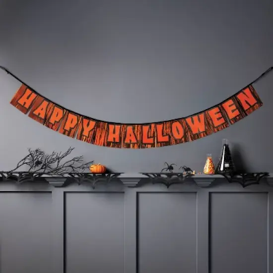 6' Happy Halloween with Tinsel Party Word Banner - Hyde and EEK! Boutique&trade; image {1}