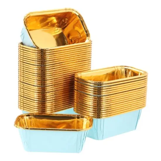 Unique Bargains Greaseproof Single-sided Aluminum Foil Cupcake Liners for Party 50 Pcs image {10}