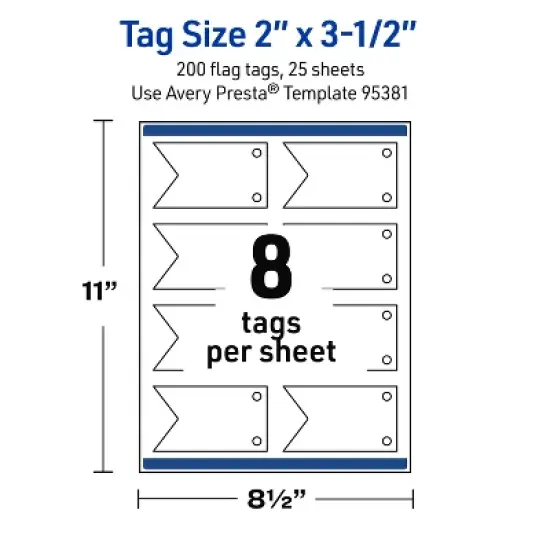 Avery Banner Flag Tags, 2" x 3-1/2", Matte White, 200 Total image {4}