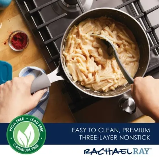 Rachael Ray Cook + Create Aluminum Nonstick Saucier Pan 3qt Gray image {8}