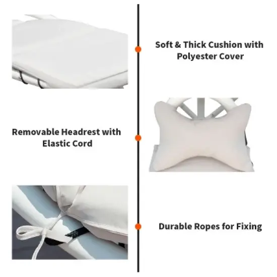 Costway Chaise Lounge Chair with Canopy Hammock Chair with Canopy Orange\Beige\Turquoise image {8}