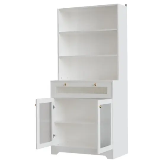 Kitchen Pantry Cabinet, 62 Inch Freestanding Hutch Cupboard with Large Countertop image {9}