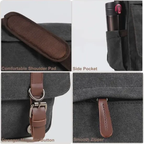 Messenger Bag for Men Women,Travel Satchel Shoulder bag 15.6 Inch Laptop Bags image {4}