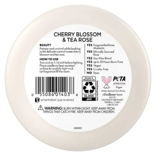 Beloved Cherry Blossom & Tea Rose 2-Wick Vegan Candle - 11.5oz image {2}