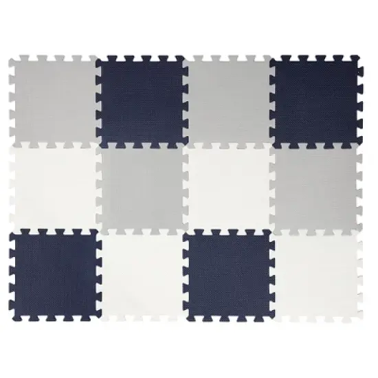 Easy Playhouse: 12 Soft Foam Floor Tiles - Blue-Grey-White, Interlocking Mat image {7}