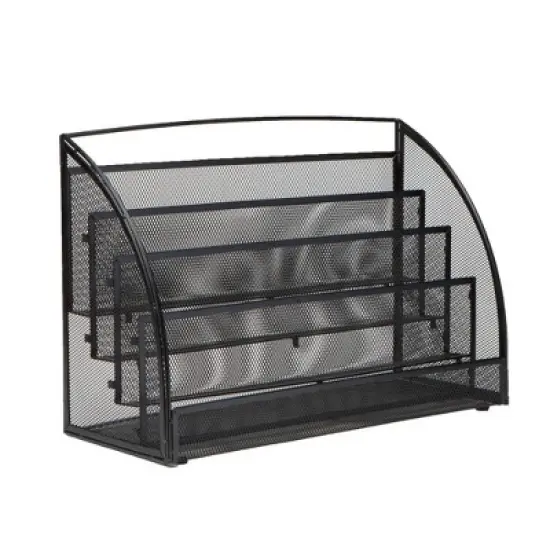 4 Tier Mesh Document Holder Black - Mind Reader: Metal Desk Organizer for Office Supplies & Organization image {7}