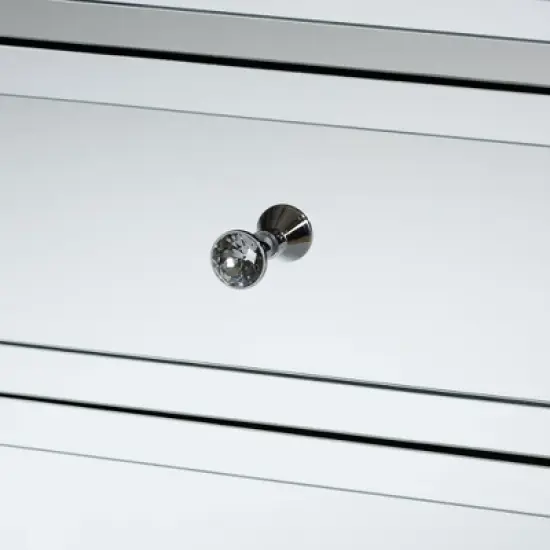 Lina Mirrored 3 Drawer Nightstand Bedside Table Silver - BaxtonStudio image {4}