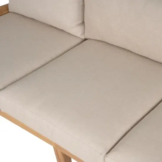 Christopher Knight Home Frode Outdoor 76" Rustic Upholstered 3-Seater Sofa with Slat Paneling image {5}