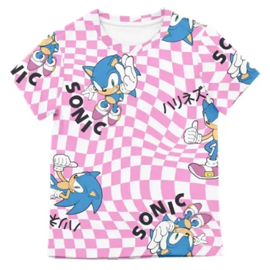 Sonic The Hedgehog Sonic Checkers 4-Pack Youth Girls Tees image {1}