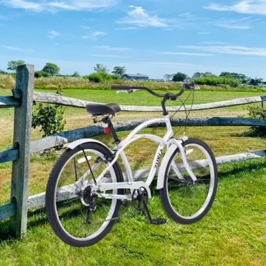 Gulches 26-Inch Beach Cruiser Bicycles - 7 Speed, Silver for Leisure and Commute image {1}