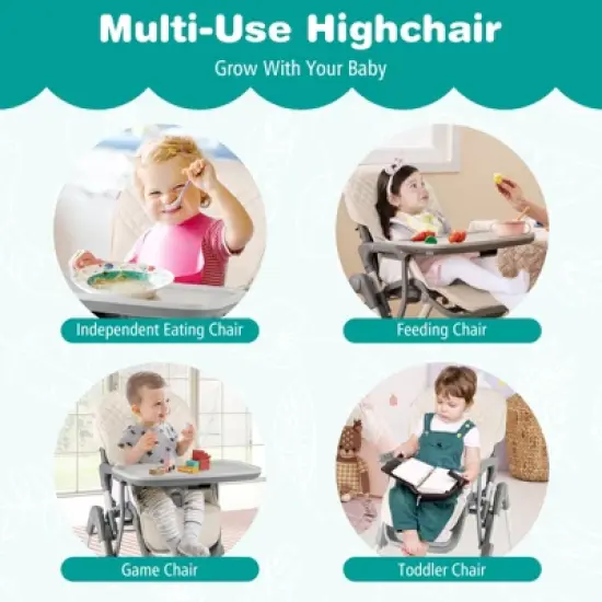 Infans Foldable High Chair for Babies and Toddlers with Footrest Detachable Tray image {5}