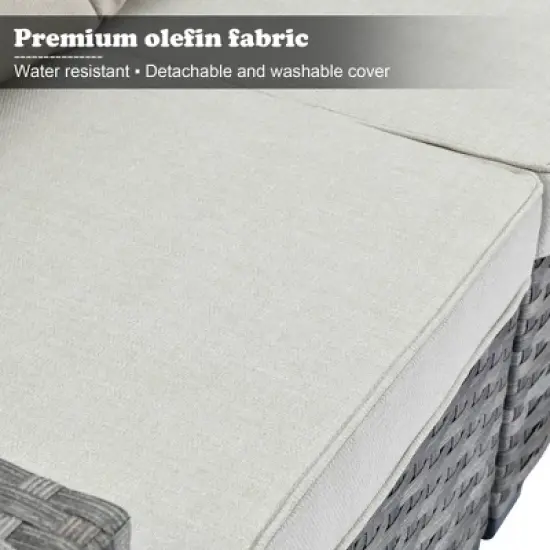 Marlton 9pc Wicker Outdoor Patio Furniture Set Conversation Sofa Sectional with Swivel Chairs and Cushions image {6}