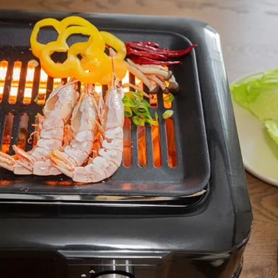 Barton 1600W Electric Smokeless Infrared Grill Adjustable Temperature BBQ Grilling Non-Stick Grate & Drip Tray image {3}