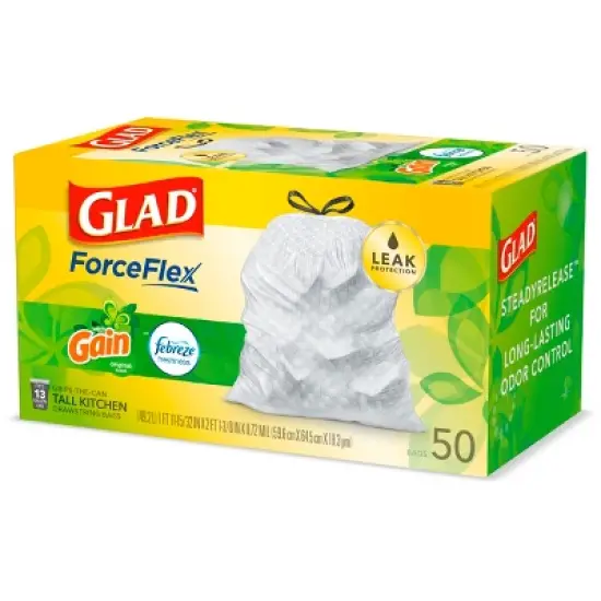 Glad ForceFlex Tall Kitchen Drawstring Trash Bags - Gain Original - 13 Gallon image {3}