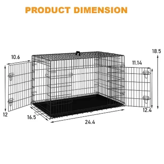 BestMassage 24/30/36/42/48 Inch Dog Crate Dog Cage Dog Kennel with Double Door Removable Tray & Handle Indoor Outdoor Pet Crate image {6}