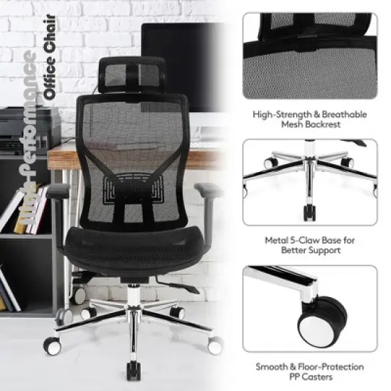 Costway Ergonomic Office Chair High-Back Mesh Chair w/Adjustable Lumbar Support image {3}