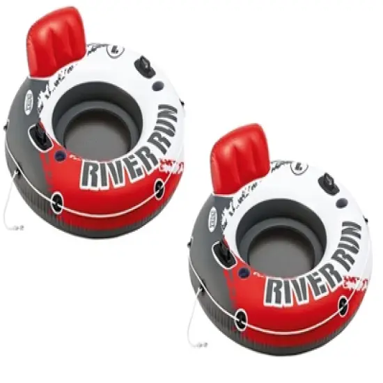 Intex Red River Run 1 Fire Edition Sport Lounge, Inflatable Water Float, 53" Diameter 2 Pack image {1}