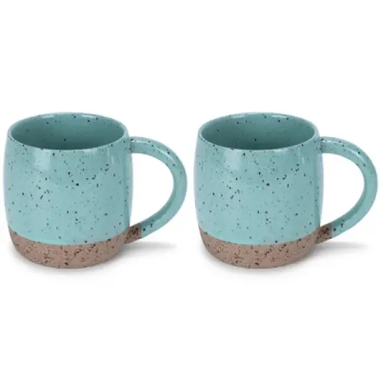 Elanze Designs Speckled Raw Bottom 17 ounce Ceramic Mugs Pack of 2, Mint Green image {5}
