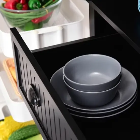 HOMCOM 72" Traditional Freestanding Kitchen Pantry Cabinet Cupboard with Doors and 3 Adjustable Shelves image {4}