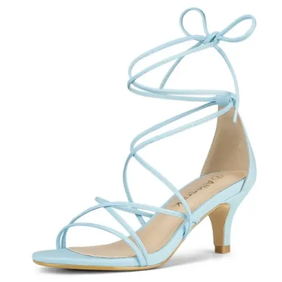 Allegra K Women's Strappy Kitten Heel Lace Up Sandals image {9}
