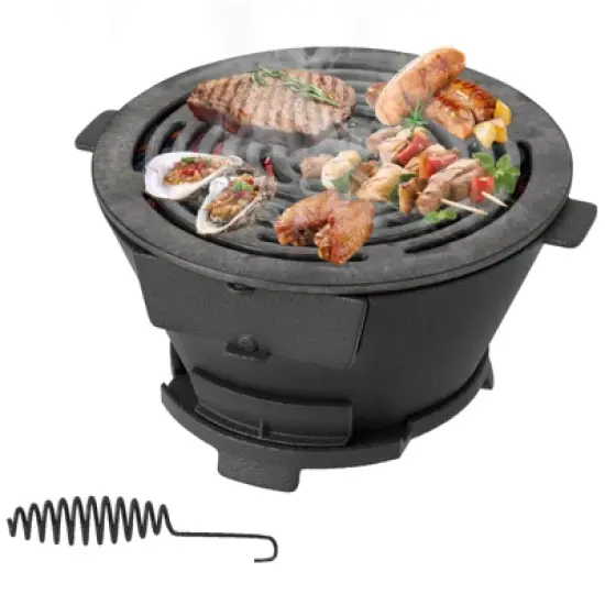 Costway Round Hibachi Grill with 12" Double-Sided Grate Air Regulating Door & Fire Gate image {10}