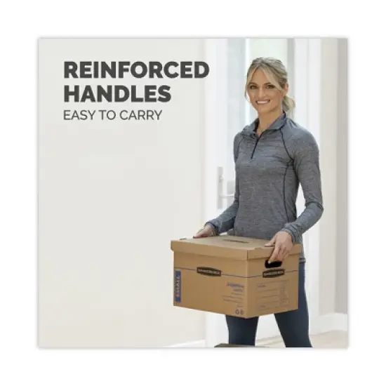 Bankers Box SmoothMove Classic Moving/Storage Boxes, Half Slotted Container (HSC), Small, 12" x 15" x 10", Brown/Blue, 20/Carton image {4}