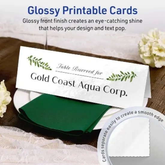 Avery Printable Tent Cards, 3.5" x 11", Glossy White, 10ct image {1}
