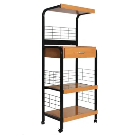 Better Home Products Kristi Metal Frame Microwave Stand with Storage in Black image {1}