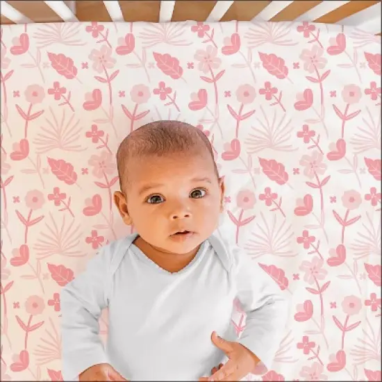 The Peanutshell Fitted Crib Sheets - Pink Floral Punch - 4pk image {7}