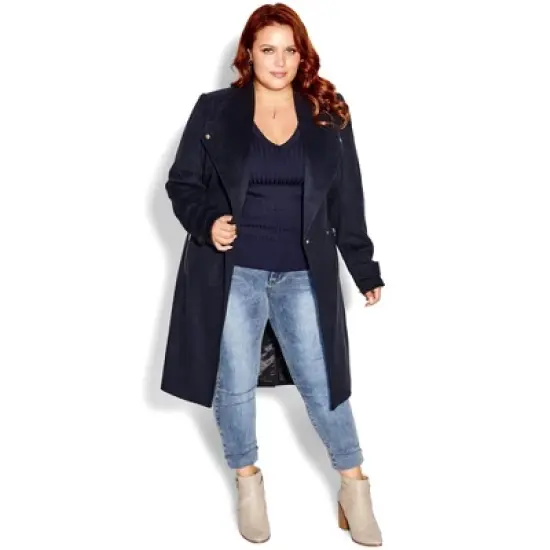 Women's Plus Size Isabella Coat - french navy | CITY CHIC image {5}