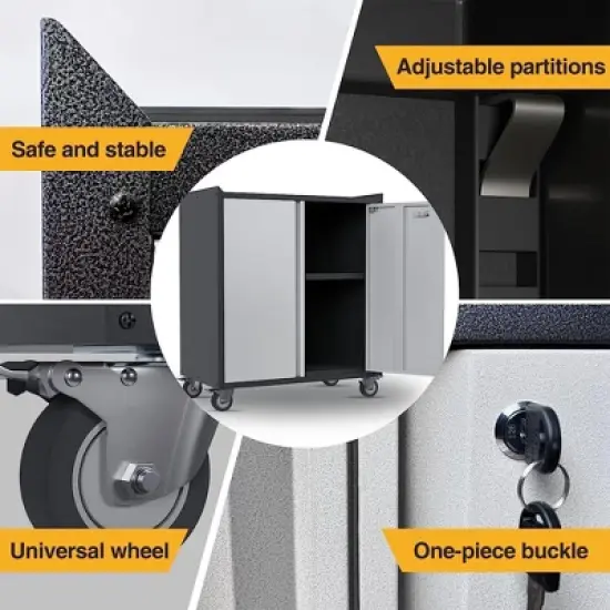 AOBABO Steel Wheeled Lockable Tool Box Supply Cabinet Organizer with Adjustable Storage Shelves for Homes, Offices, and Garages image {4}