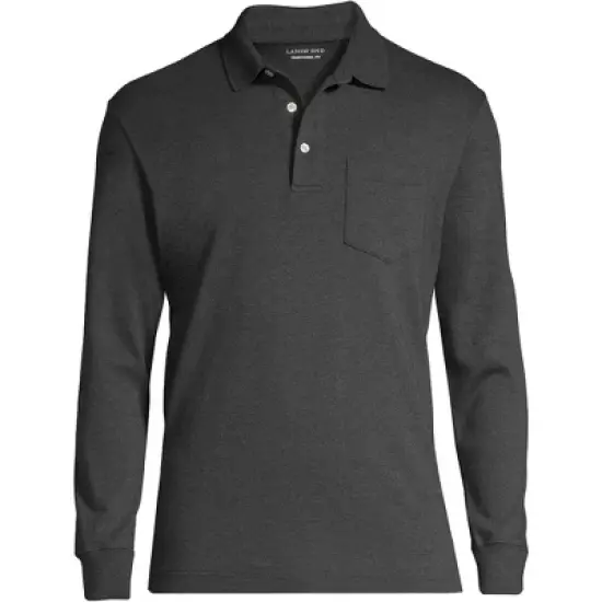 Lands' End Men's Long Sleeve Super Soft Supima Polo Shirt with Pocket image {14}