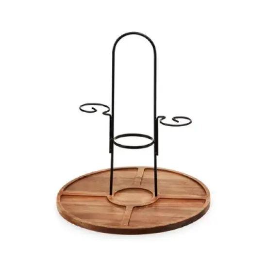 Twine Wine Flight & Cheese Caddy Wine Accessories & Cheese Board Accessories, Charcuterie Boards Accessories & Wine Decor Acacia Wood & Metal Set of 1 image {7}