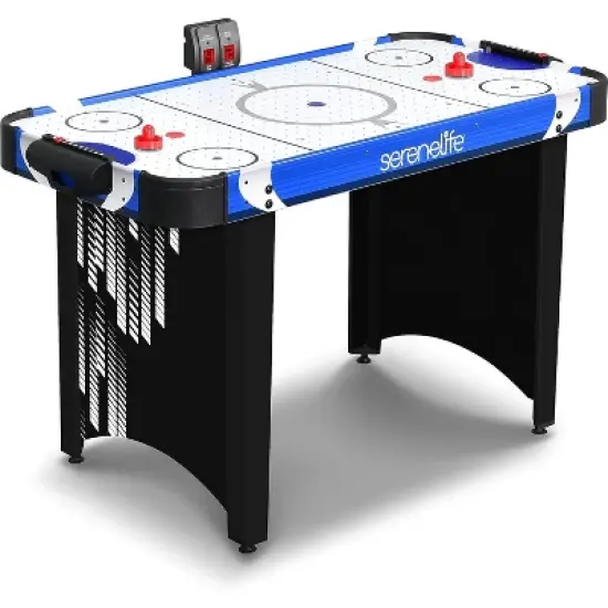 SereneLife 48" Air Hockey Table - Digital Scoreboard, Pucks & Pushers, Compact Design for Indoor Fun (Blue & Black) image {7}