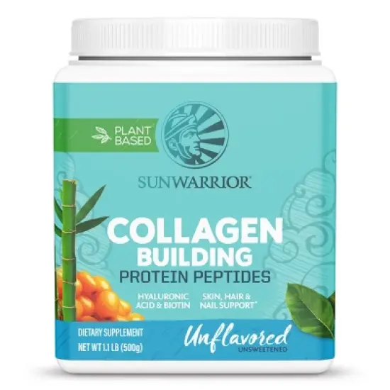 Sunwarrior Collagen Building Protein Peptides Powder, Plant-Based Collagen Protein with Hyaluronic Acid + Biotin, Unflavored or Salted Caramel, 500gm image {7}