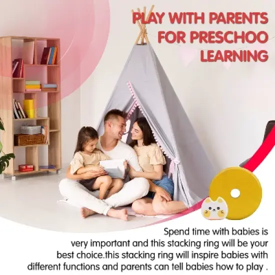 Leo & Friends Cat Stacking Toddler Ring Tower image {3}