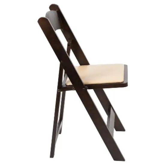Emma and Oliver Chocolate Wood Folding Chair with Detachable Vinyl Padded Seat image {11}