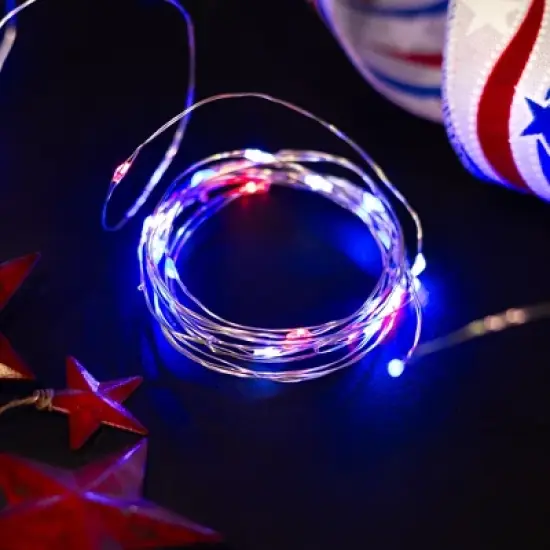 Northlight Patriotic LED Micro Fairy Lights - 17' - Red, White and Blue - Copper Wire - 50ct image {1}