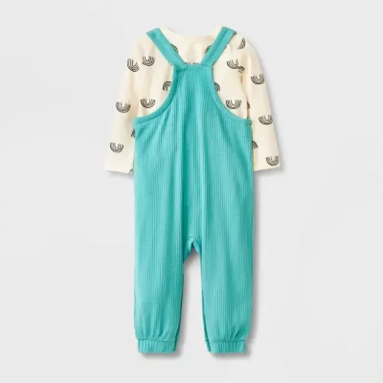 Baby 2pc Long Sleeve Bodysuit & Overalls Set - Cat & Jack&trade; Mint Green image {1}