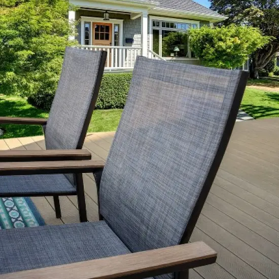 5pc Patio Set with Steel Table with 2" Umbrella Hole & Aluminum Frame Sling Chairs - Captiva Designs image {1}