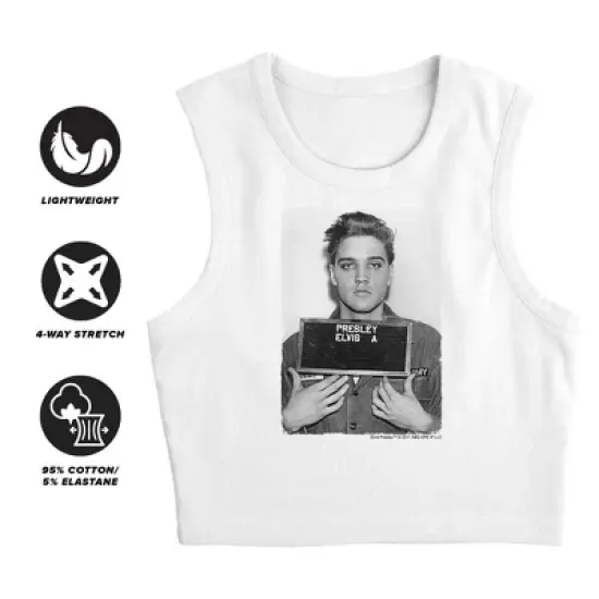 Women's Elvis Presleyarmy Mug Shot Sleeveless Crop Top Tank image {2}