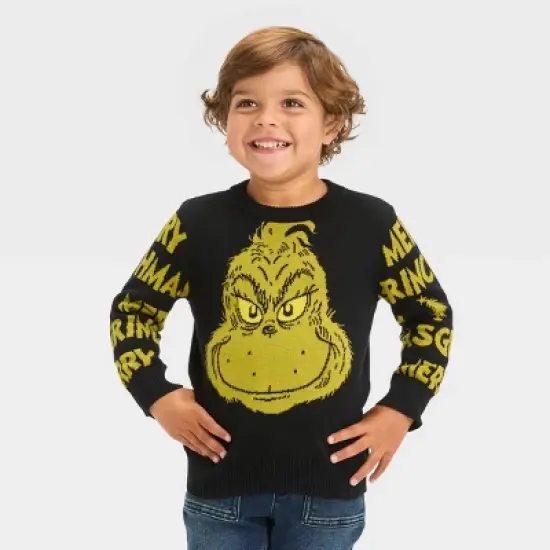 Toddler Boys' The Grinch Knitted Pullover Sweater - Black image {3}