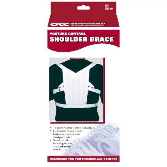 OTC Shoulder Brace, Posture Support Control, Figure-8 Style, White image {2}