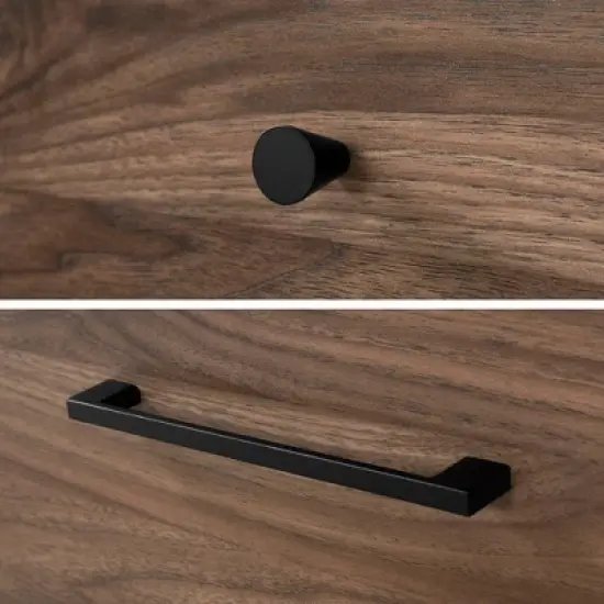 Flam 5 Drawer Chest Natural Walnut/Matte Black - South Shore image {3}