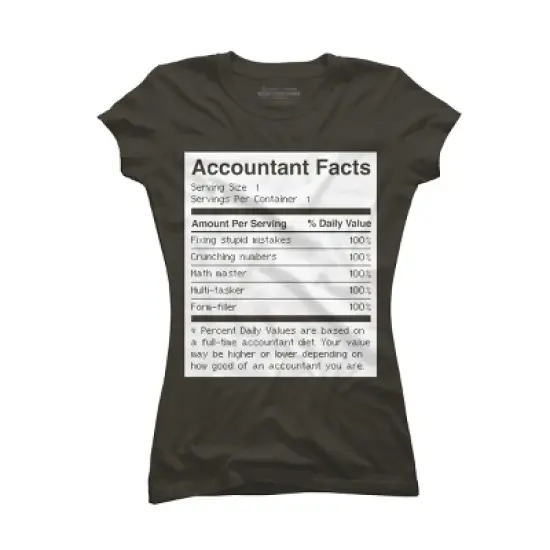 Junior's Design By Humans Accountant Nutrition Facts Label By EJamjar T-Shirt image {4}