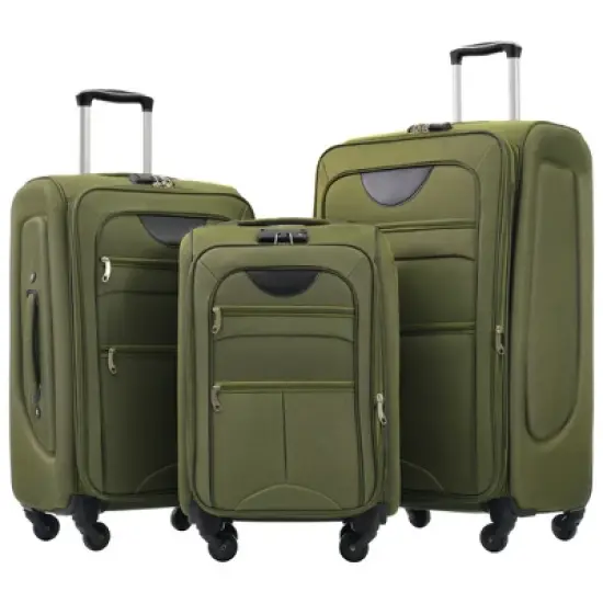 MAYEERTY 3 Piece Luggage Set Suitcase Upright Spinner Softshell Lightweight Luggage Travel Set Army Green image {6}